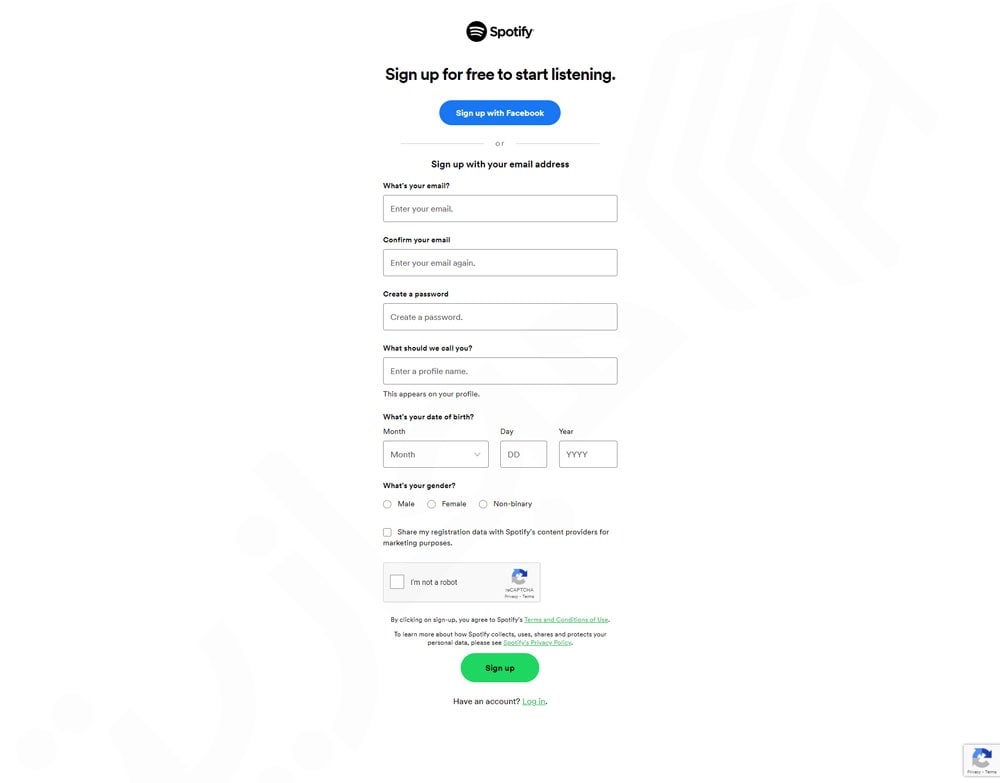ثبت نام در spotify قدم دوم از مجازیته
